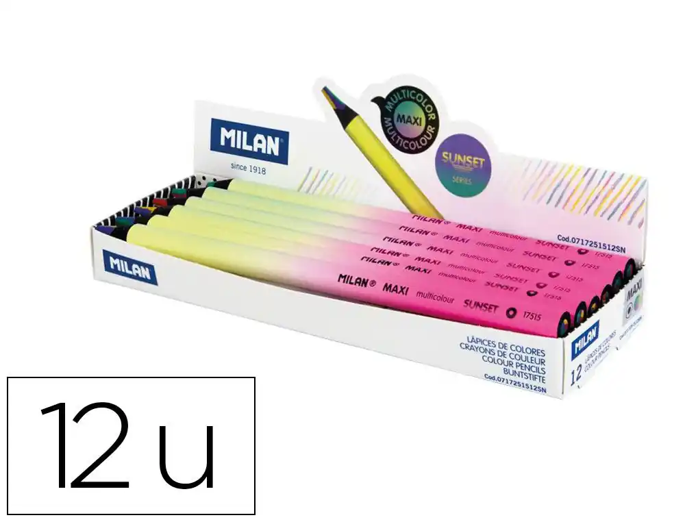 Lapices de colores milan serie sunset redondo multicolor caja de 12 unidades Novedad
