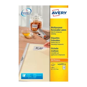 Etiqueta adhesiva avery blanca removible para impresora laser inkjet y fotocopiadora 45,7x21,2 mm Bestseller