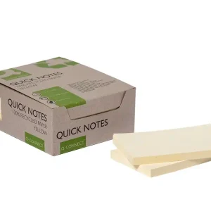 Bloc de notas adhesivas quita y pon q-connect 76x127 mm 100% papel reciclado amarillo en caja de carton Pago Seguro