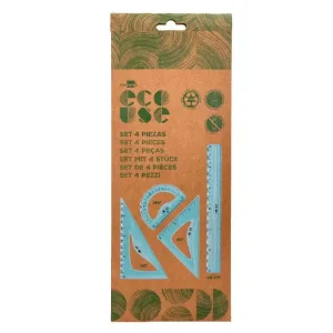 Nuevo Modelo Juego escuadra 20 cm cartabon 18 cm regla 30 cm y semicirculo 10 cm liderpapel ecouse 100% pet reciclado