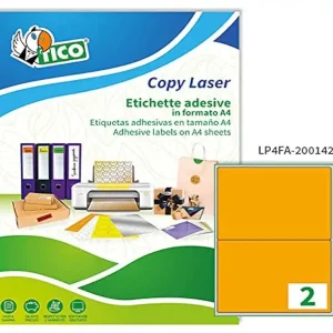 Venta Final Etiqueta adhesiva tico naranja fluorescentes permanente fsclaser/inkjet/fotocopia 210x297mm caja de 70 unidades