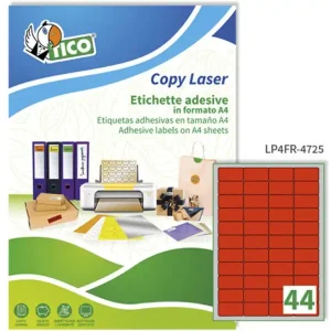 Hecho A Mano Etiqueta adhesiva tico rojo fl uorescentes permanente fsc laser/inkjet/fotocopia 47,5x25,5 mmcaja de 3080 unidades