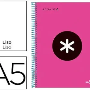 Cuaderno Espiral Liderpapel A5 Micro Antartik Tapa Forrada 120H 100 Gr Liso con Bandas 6 Taladros Color Rosa Fluor Mejor Calidad