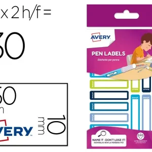 Etiqueta avery para boligrafos y lapices azul y verde 50x10 mm blister de 30 unidades Gran Oferta