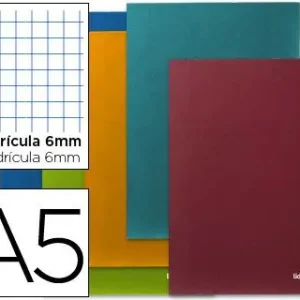 Libreta Escolar Liderpapel Scriptus 48H Din A5 Cuadro 6 mm Papel 90 Gr Sin Margen De Moda