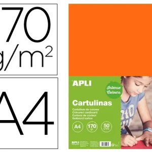 Mejor Calidad Cartulina apli din A4 170g/m2 naranja paquete de 50 hojas