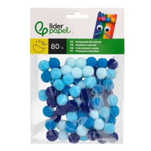 Mejor Calidad Pompones de colores liderpapel 1,5 cm tonalidades azules bolsa con 80 unidades