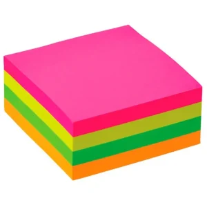 Bloc de notas adhesivas quita y pon q-connect 76x76 mm fsc fluorescente con 400 hojas LiquidaciÃ³n