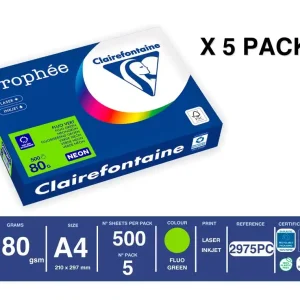 Papel color trophee A4 80gr verde neon paquete de 500 hojas Barato