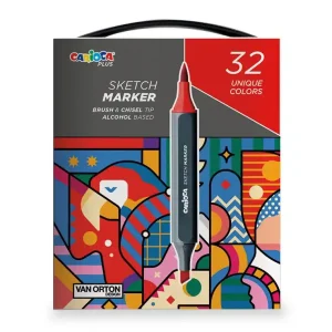 Rotulador carioca plus sketch marker doble punta pincel y biselada caja premium 32 unidades colores surtidos Oferta Limitada