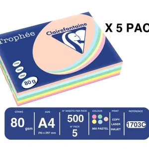 Papel color trophee A4 80gr 5 colores surtidos pastel paquete de 500 hojas (100 hojas x color) GarantÃ­a De DevoluciÃ³n De Dinero