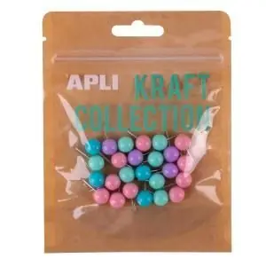 Blister 25 Agujas Push Pins Apli Kraf Collection Colores Surtidos Certificado