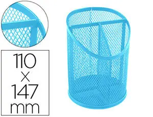 De Moda Cubilete Portalapices Q-Connect Metal Rejilla Turquesa con 3 Compartimientos Diametro 110