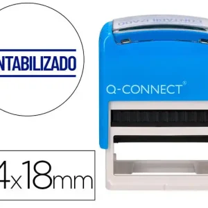 Sello Entintado Automatico Q-Connect Contabilizado Almohadilla 14X38 mm Color Azul Moderno