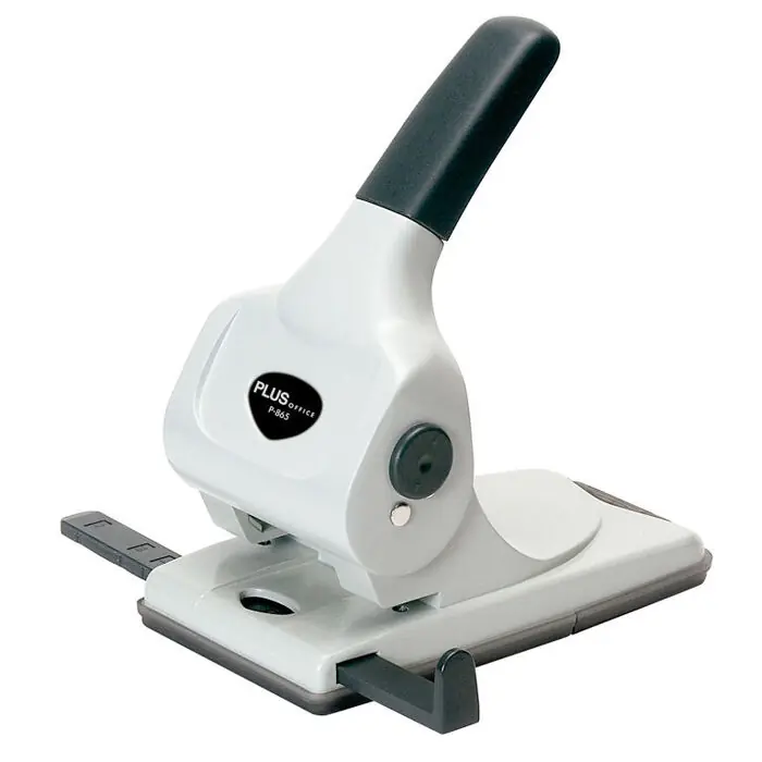 Moderno Perforador de Gran Capacidad Plus Office P-865 65 Hojas Gris