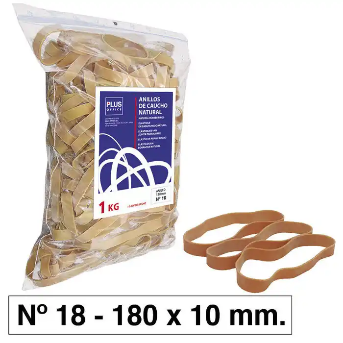 Bandas Elásticas Plus Office Nº 18 180X10 mm. Bolsa 1000 G. Ordenar Ahora Mismo