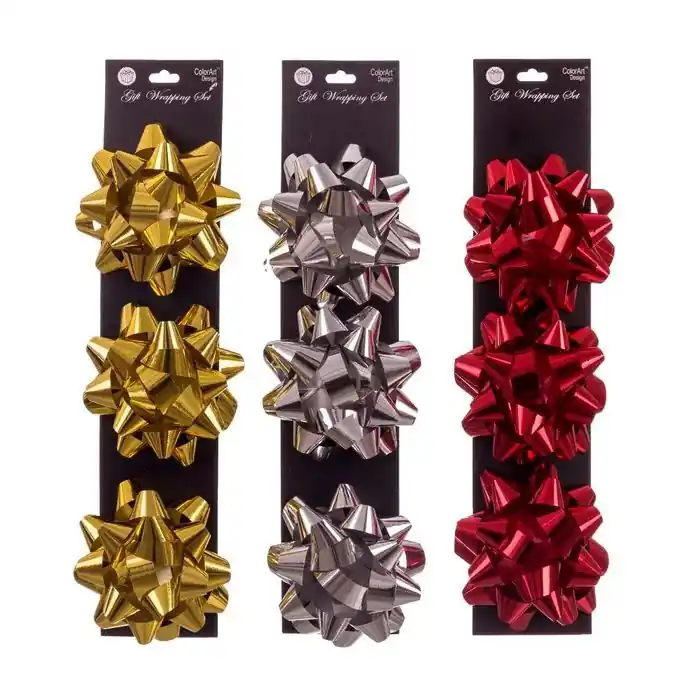 Set 3 Lazos Brillo 8 X 8 cm Colores Surtidos Ãltima VersiÃ³n
