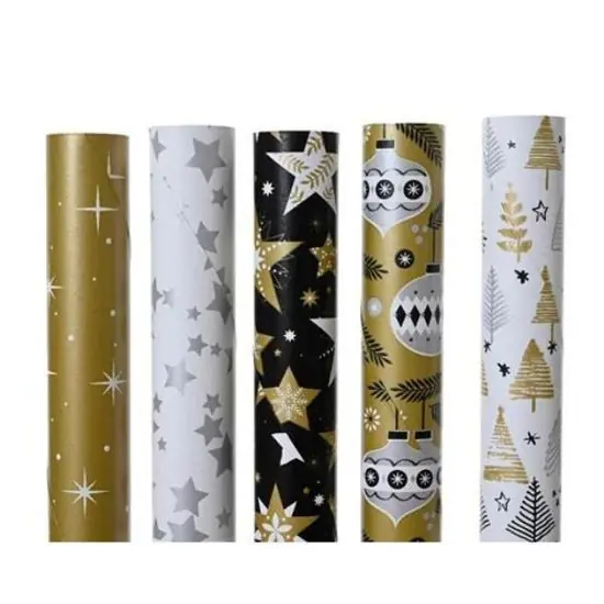 MÃ¡s Vendido Rollo Papel Regalo Navidad 70 X 200 cm Modelos Surtidos Oro, Blanco y Negro