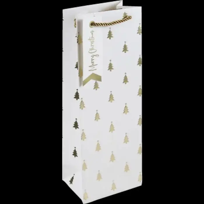 Oferta De Temporada Bolsa para Botella Navidad Clairefontaine Blanca Abetos Dorados 12,7 X 9 X 35,5 cm