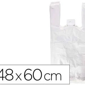 Bolsa Camiseta Reciclada 70% Blanca 50 Mc 48X60 cm Apta Legislacion de Bolsas 2021 Popular