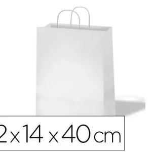 Bolsa de Papel Basika Celulosa Blanco Asa Retorcida TamaÃ±o "l" 320X140X400 mm Solo Hoy