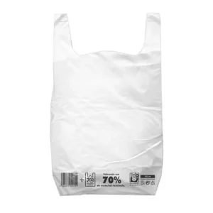 Bolsa Camiseta Reciclada 70% Blanca 30X40 cm Reutilizable 1 Kg Paquete de 90 Unidades Tendencia