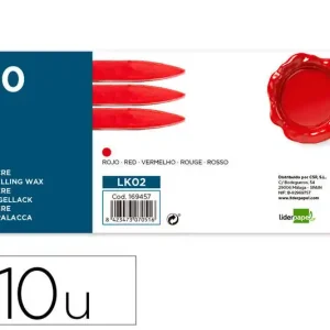 Hecho A Mano Lacre Liderpapel Rojo Caja de 10 Barras