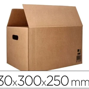 Caja para Embalar Q-Connect Americana con Asas Ultrarresistente Carton Canal Doble 7 mm Color Kraft Lujoso