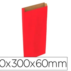 Sobre Papel Basika Kraft Rojo con Fuelle S 150X300X60 mm Paquete de 25 Unidades Descuento
