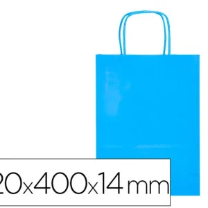 EnvÃ­o Gratis Bolsa Papel con Asa Retorcida Celeste 320X400X14 mm Paquete 25 ud