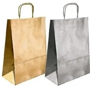 Bolsa de Papel Andina Kraft Liso 32X40X14 cm Plata Paquete de 50 No Te Lo Pierdas