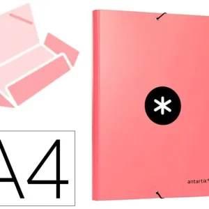 Carpeta Antartik Gomas A4 3 Solapas Carton Forrado Coral Mayoreo