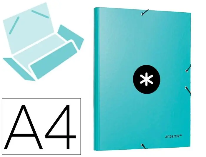 Carpeta Antartik Gomas A4 3 Solapas Carton Forrado Menta Mayoreo