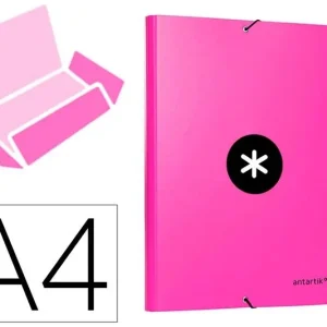 Directo De FÃ¡brica Carpeta Antartik Gomas A4 3 Solapas Carton Forrado Rosa