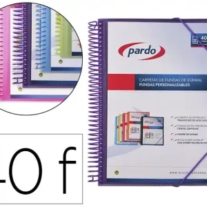 Carpeta Espiral Pp 40 Fundas Pardo Studio Lila Auténtico