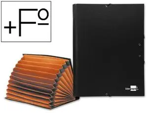 Última Versión Carpeta Clasificadora Liderpapel 12 Departamentos Folio Prolongado Carton Forrado Negra Fuelle