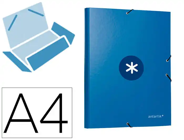 Carpeta Antartik Gomas A4 3 Solapas Carton Forrado Azul Oscuro Venta Final