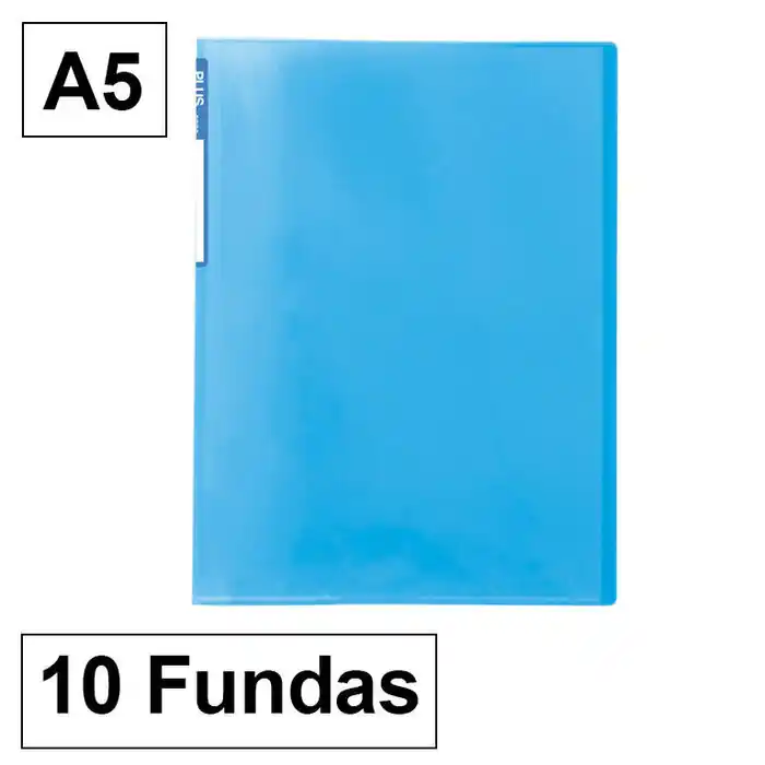 Carpeta Plus Office 5010 A5 10 Fundas Azul Envío Exprés