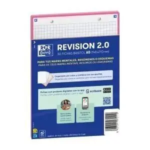Ficha Revision Flashcards 2. 0 Cuadricula 5X5 mm A5 2T Oxford Rosa Paquete 30 ud Marca Reconocida