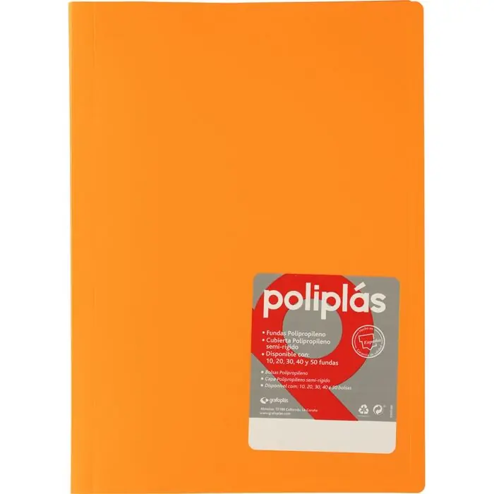 Carpeta Poliplas Folio 20 Fundas Naranja Últimas Unidades
