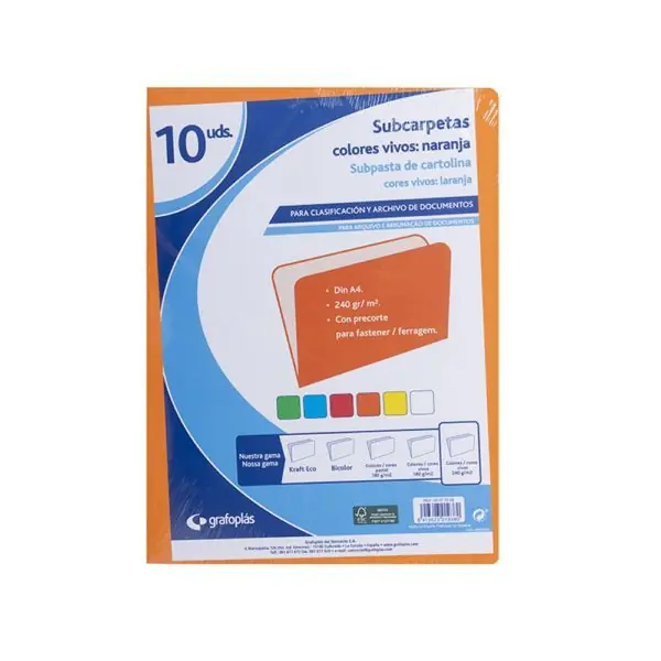 Subcarpeta Cartulina A4 Naranja Vivo 180 Gr Paquete 50 ud Barato