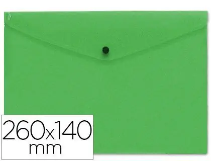 Sobre Broche Liderpapel Pp 260X140 mm Verde Traslucido Tendencia