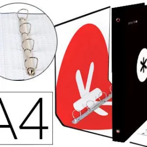 Carpeta 4 Anillas 40 mm Antartik A4 Negro Tendencia