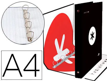 Carpeta 4 Anillas 40 mm Antartik A4 Negro Tendencia