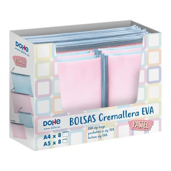 Bolsa Cremallera Eva Soft Pastel A4 Rosa Nueva Colección
