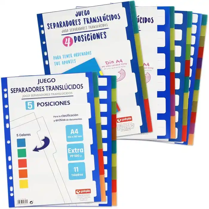 Lujoso Juego 12 Separadores Pp 0,5 A4 11 Taladros