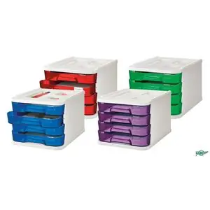 Artesanal Mueble 4 Cajones Montado Azul Oscuro Fluor