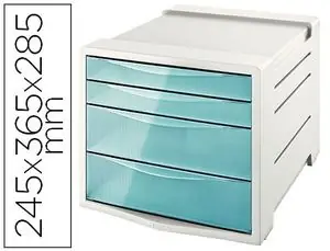 Bestseller Fichero Cajones de Sobremesa Esselte Colour Ice Plastico 4 Cajones Color Azul 245X365X285 mm