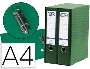 Alta Calidad Modulo Elba 2 Archivadores de Palanca Din A4 con Rado 2 Anillas Verde Lomo de 80 mm
