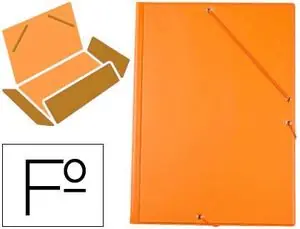Artesanal Carpeta Liderpapel Gomas Folio 3 Solapas Carton Forrado Pvc Naranja